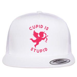 Cupid Is Stupid Anti Valentine Flat Bill Trucker Hat