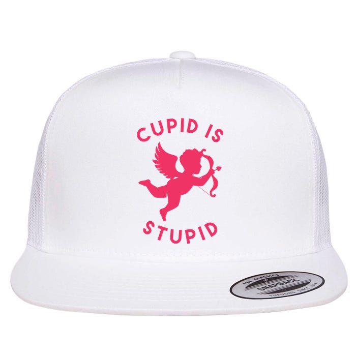 Cupid Is Stupid Anti Valentine Flat Bill Trucker Hat