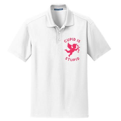 Cupid Is Stupid Anti Valentine Dry Zone Grid Polo