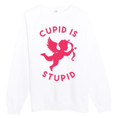 Cupid Is Stupid Anti Valentine Premium Crewneck Sweatshirt