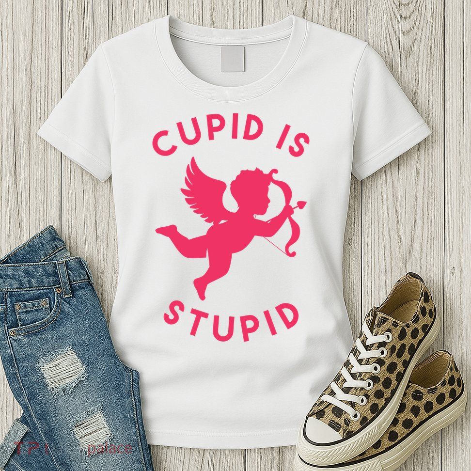 Cupid Is Stupid Anti Valentine Womens T-Shirt