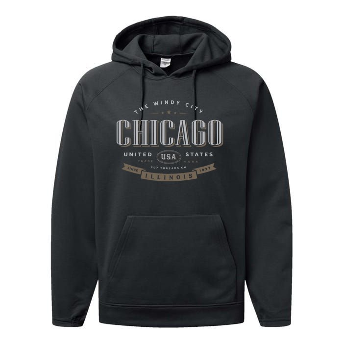 Chicago Illinois Souvenir Performance Fleece Hoodie