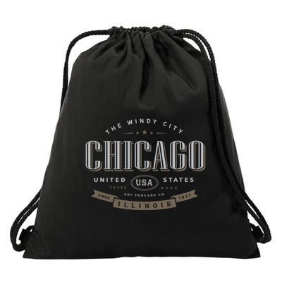 Chicago Illinois Souvenir Drawstring Bag