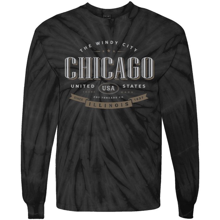 Chicago Illinois Souvenir Tie-Dye Long Sleeve Shirt