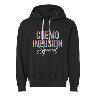 Chemo Infusion Squad Leopard Tie Dye Chemo Infusion Nurse Garment-Dyed Fleece Hoodie