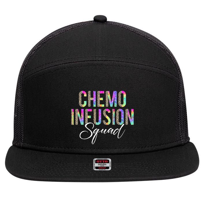 Chemo Infusion Squad Leopard Tie Dye Chemo Infusion Nurse 7 Panel Mesh Trucker Snapback Hat