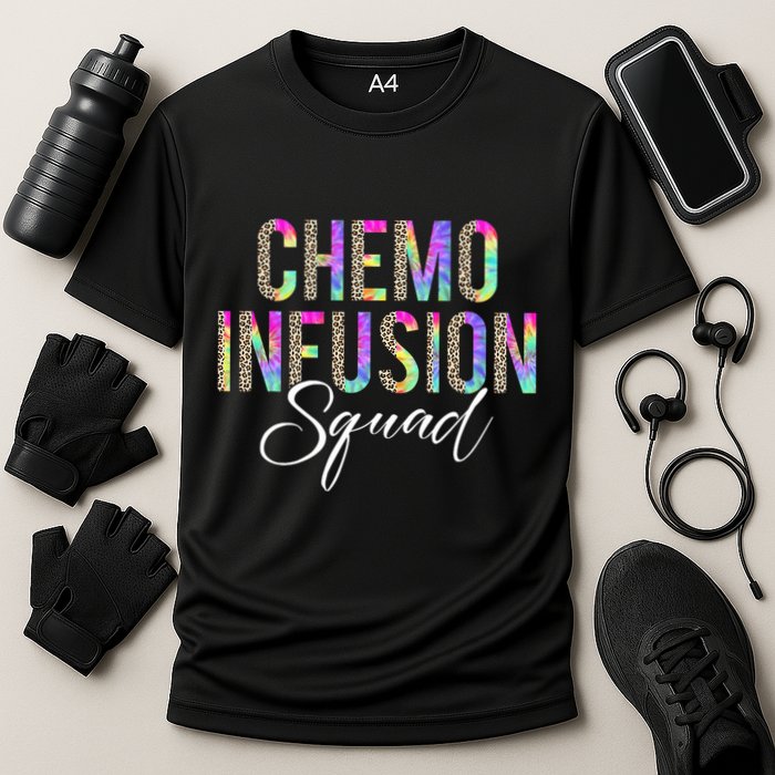 Chemo Infusion Squad Leopard Tie Dye Chemo Infusion Nurse Cooling Performance Crew T-Shirt