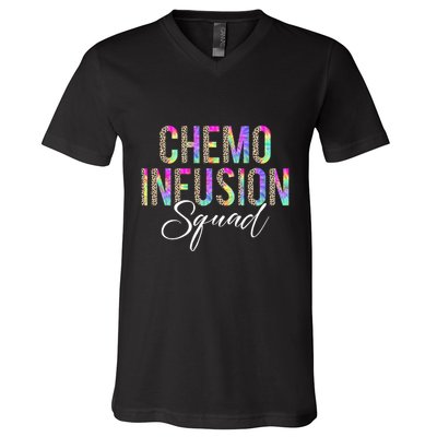 Chemo Infusion Squad Leopard Tie Dye Chemo Infusion Nurse V-Neck T-Shirt
