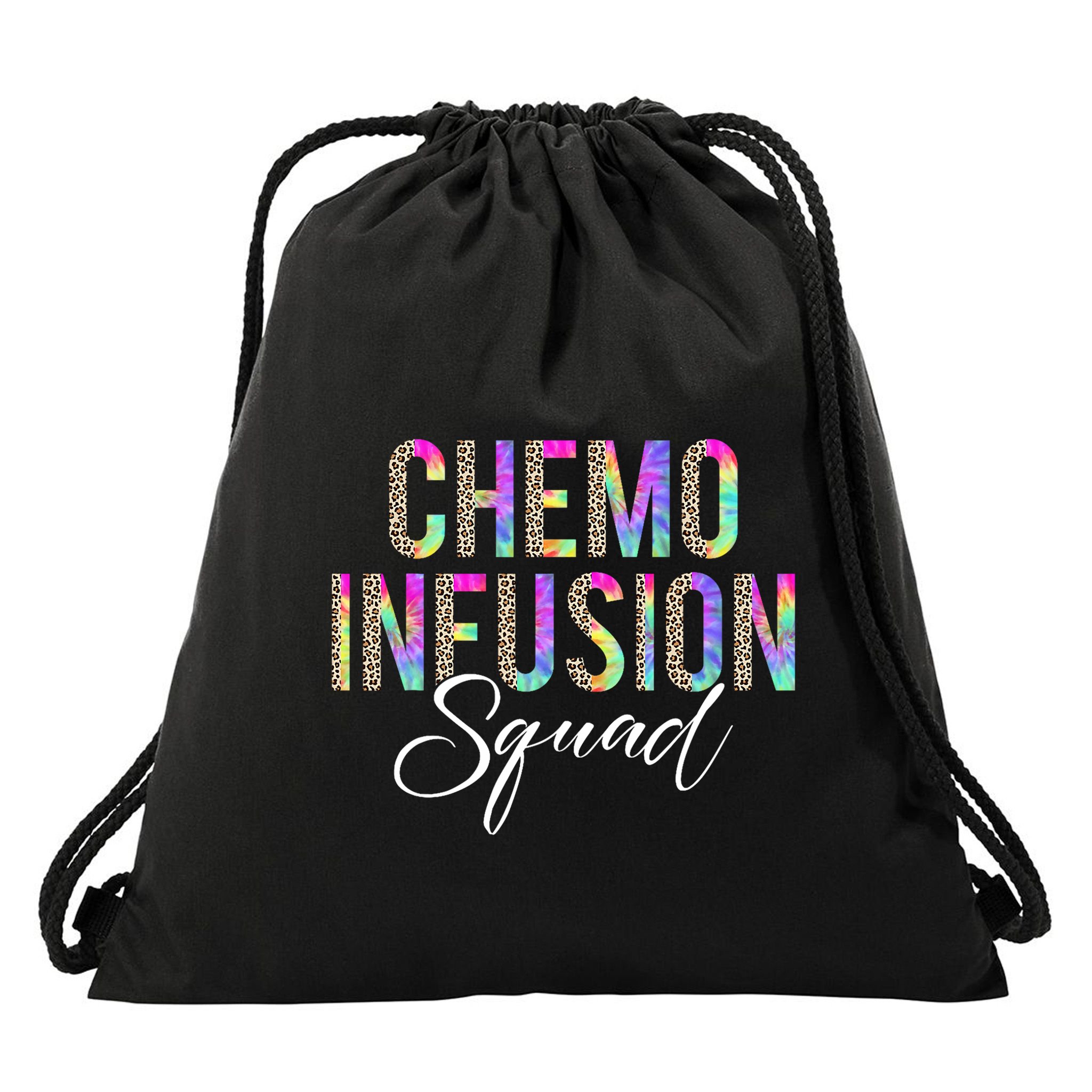 Chemo Infusion Squad Leopard Tie Dye Chemo Infusion Nurse Drawstring Bag