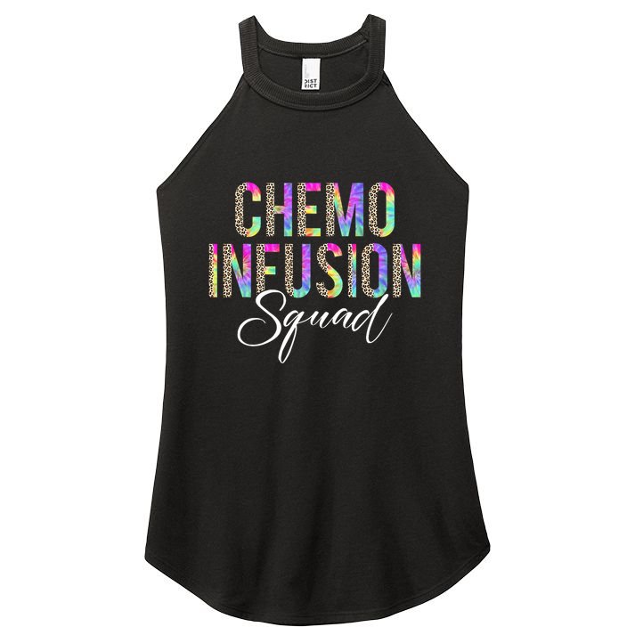 Chemo Infusion Squad Leopard Tie Dye Chemo Infusion Nurse Women's Perfect Tri Rocker Tank