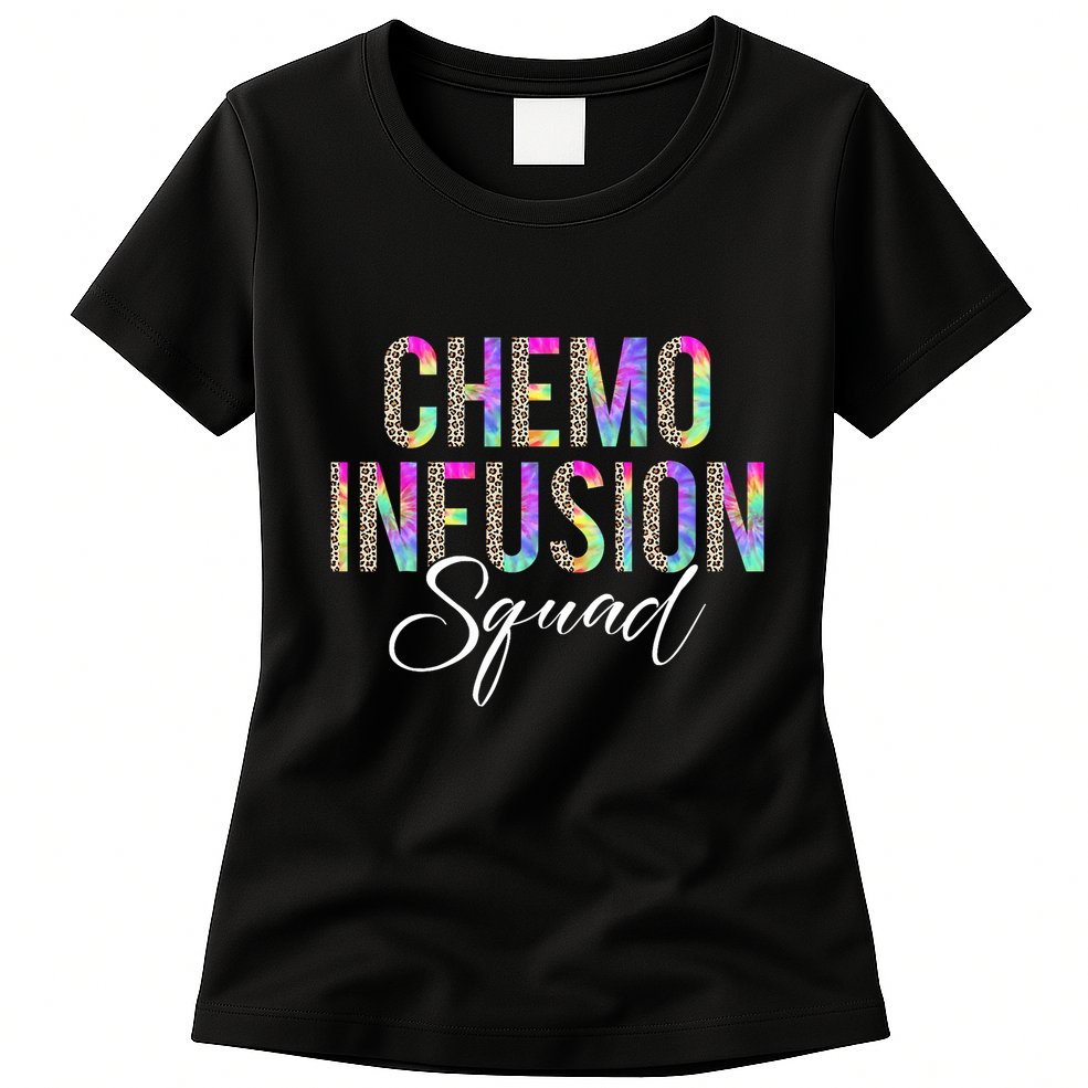 Chemo Infusion Squad Leopard Tie Dye Chemo Infusion Nurse Womens T-Shirt