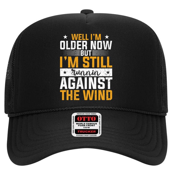 CHRISTIANITY I'm Still Running Against The Wind High Crown Mesh Back Trucker Hat