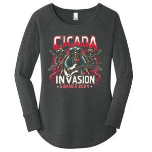 Cicada Invasion Summer 2024 Cicada Rock Star Women's Perfect Tri Tunic Long Sleeve Shirt