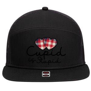 Cupid Is Stupid Valentines Day Funny 7 Panel Mesh Trucker Snapback Hat