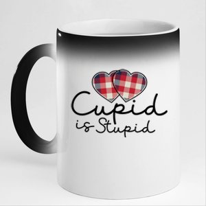 Cupid Is Stupid Valentines Day Funny 11oz Black Color Changing Mug