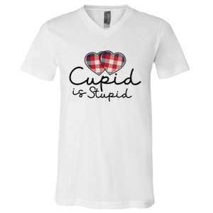 Cupid Is Stupid Valentines Day Funny V-Neck T-Shirt