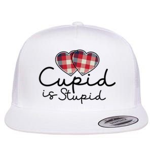 Cupid Is Stupid Valentines Day Funny Flat Bill Trucker Hat