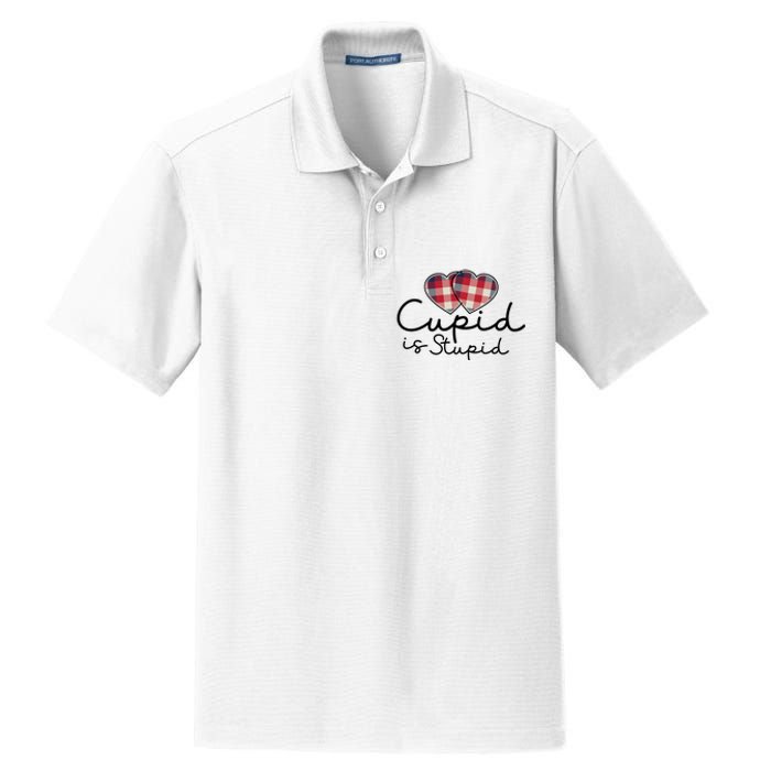 Cupid Is Stupid Valentines Day Funny Dry Zone Grid Polo