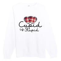 Cupid Is Stupid Valentines Day Funny Premium Crewneck Sweatshirt