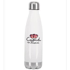 Cupid Is Stupid Valentines Day Funny Stainless Steel Insulated Water Bottle