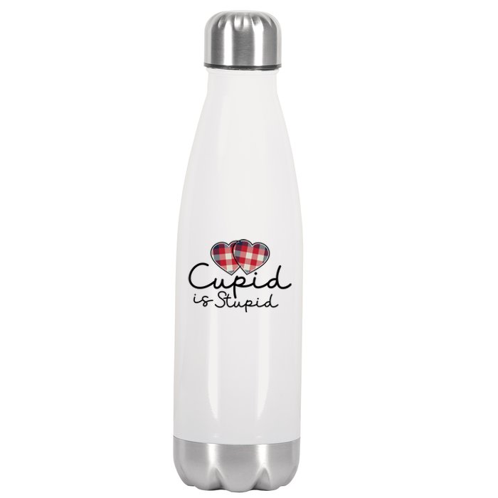 Cupid Is Stupid Valentines Day Funny Stainless Steel Insulated Water Bottle