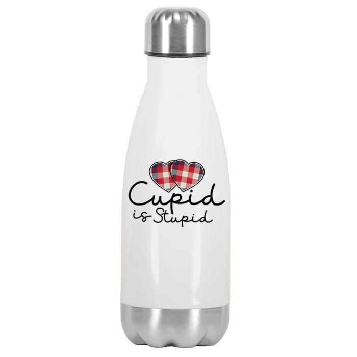 Cupid Is Stupid Valentines Day Funny Stainless Steel Insulated Water Bottle