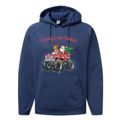 Crushing In This Christmas Holiday Xmas Santa Claus Reindeer Performance Fleece Hoodie