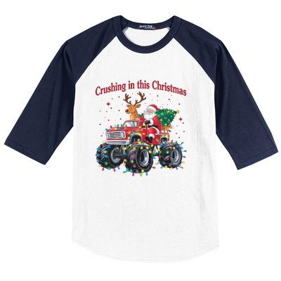 Crushing In This Christmas Holiday Xmas Santa Claus Reindeer Baseball Sleeve Shirt