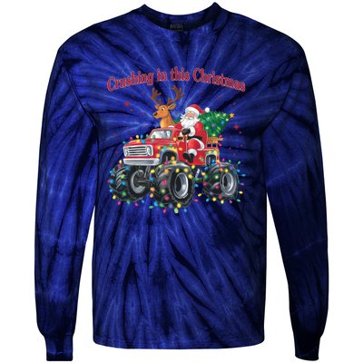 Crushing In This Christmas Holiday Xmas Santa Claus Reindeer Tie-Dye Long Sleeve Shirt