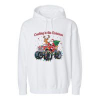 Crushing In This Christmas Holiday Xmas Santa Claus Reindeer Garment-Dyed Fleece Hoodie