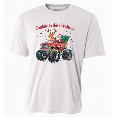 Crushing In This Christmas Holiday Xmas Santa Claus Reindeer Cooling Performance Crew T-Shirt