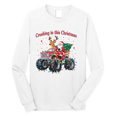 Crushing In This Christmas Holiday Xmas Santa Claus Reindeer Long Sleeve Shirt