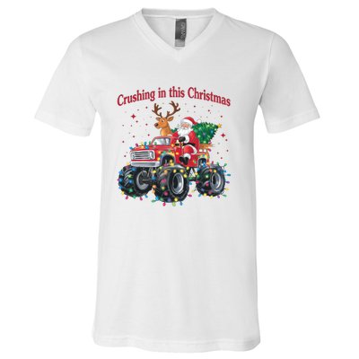 Crushing In This Christmas Holiday Xmas Santa Claus Reindeer V-Neck T-Shirt