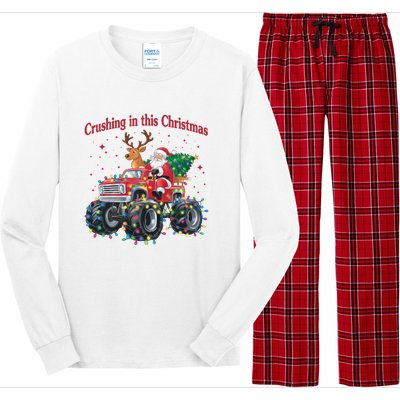 Crushing In This Christmas Holiday Xmas Santa Claus Reindeer Long Sleeve Pajama Set