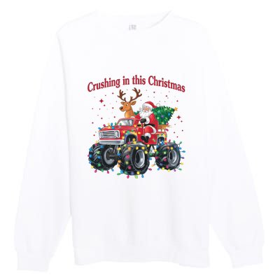 Crushing In This Christmas Holiday Xmas Santa Claus Reindeer Premium Crewneck Sweatshirt