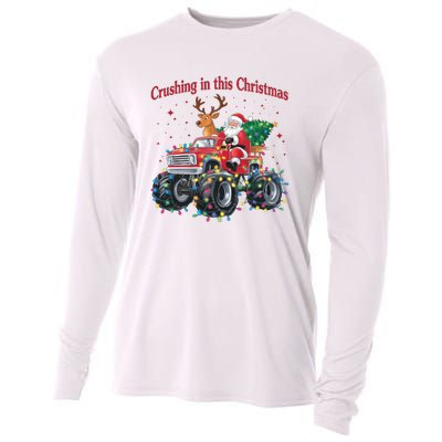 Crushing In This Christmas Holiday Xmas Santa Claus Reindeer Cooling Performance Long Sleeve Crew