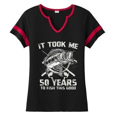 Cute It Took Me 50 Years To Fish 50th Birthday Gift Ladies Halftime Notch Neck Tee