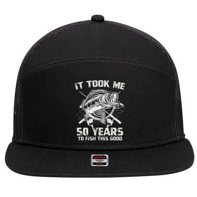 Cute It Took Me 50 Years To Fish 50th Birthday Gift 7 Panel Mesh Trucker Snapback Hat