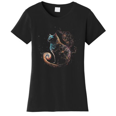 Cat In The Galaxy And Space Kitten Cat Head astronaut Women's T-Shirt