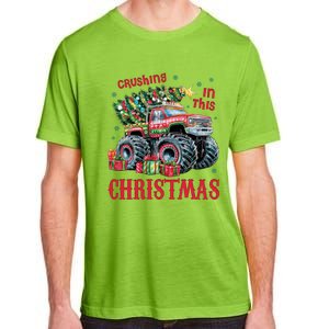 Crushing In This Christmas Xmas Holiday Red Monster Truck Adult ChromaSoft Performance T-Shirt