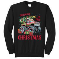 Crushing In This Christmas Xmas Holiday Red Monster Truck Sweatshirt