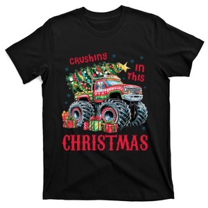 Crushing In This Christmas Xmas Holiday Red Monster Truck T-Shirt