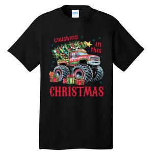 Crushing In This Christmas Xmas Holiday Red Monster Truck Tall T-Shirt