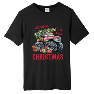 Crushing In This Christmas Xmas Holiday Red Monster Truck Tall Fusion ChromaSoft Performance T-Shirt