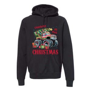 Crushing In This Christmas Xmas Holiday Red Monster Truck Premium Hoodie