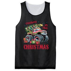 Crushing In This Christmas Xmas Holiday Red Monster Truck Mesh Reversible Basketball Jersey Tank