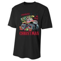 Crushing In This Christmas Xmas Holiday Red Monster Truck Performance Sprint T-Shirt