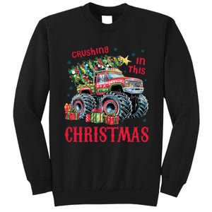 Crushing In This Christmas Xmas Holiday Red Monster Truck Tall Sweatshirt