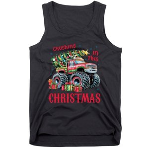 Crushing In This Christmas Xmas Holiday Red Monster Truck Tank Top