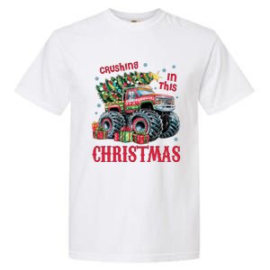 Crushing In This Christmas Xmas Holiday Red Monster Truck Garment-Dyed Heavyweight T-Shirt